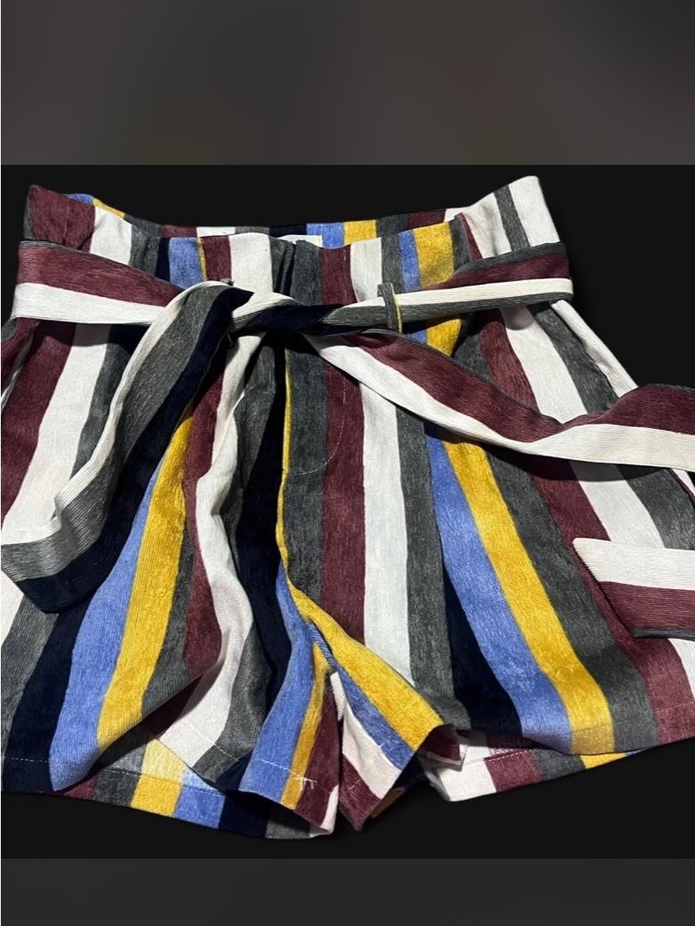 Listicle - large Striped Paperbag Waist Women's Shorts in Multi-Color